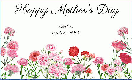 母の日のメッセージカード デザイン4（カーネーション畑のイラスト）