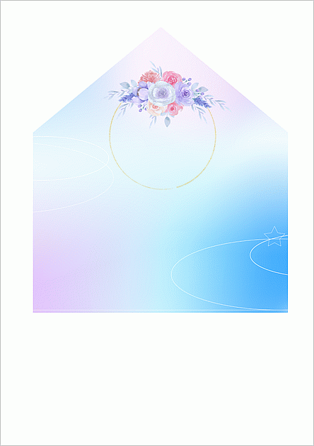 レインボー背景に花の指輪のイラスト 封筒の飾り紙