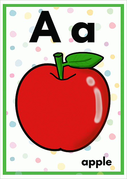 Aのアルファベットカード：appleのイラスト