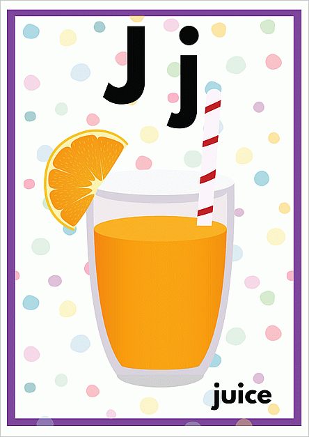 Jのアルファベットカード：juiceのイラスト