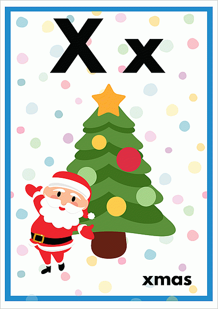 Xのアルファベットカード：xmasのイラスト