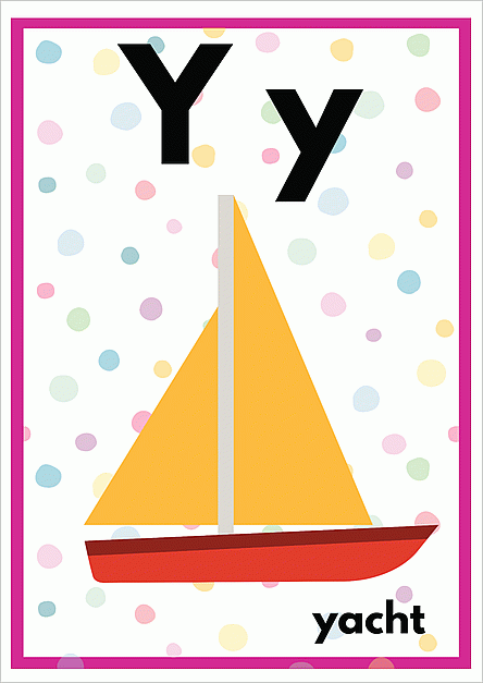 Yのアルファベットカード：yachtのイラスト