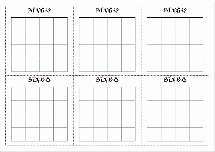 ビンゴカード（4×4 16マス）の無料テンプレート