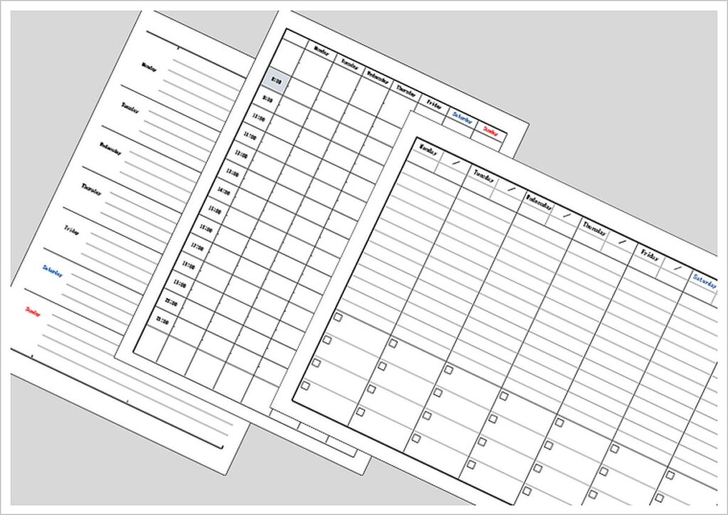 Excel作成の週間予定表の無料テンプレート